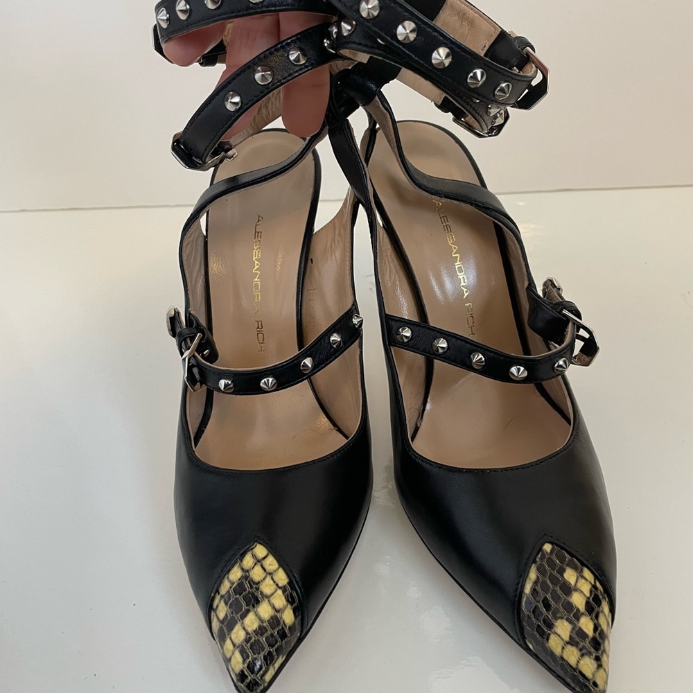 Alessandra Rich studded buckle snakeskin high heels - Picture 5 of 8